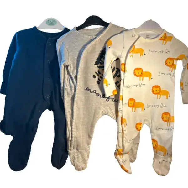 0-3 Month Baby Boy 3  Sleepsuit Bundle .