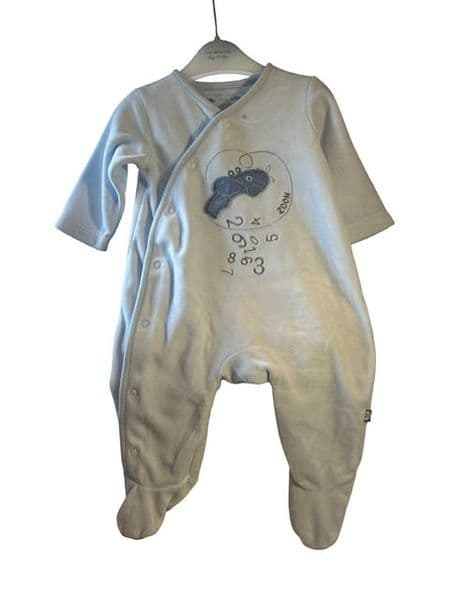 0-3 Month Blue Fleece Aeroplane Sleepsuit