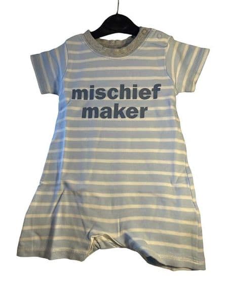 0-3 Month Blue Striped Romper