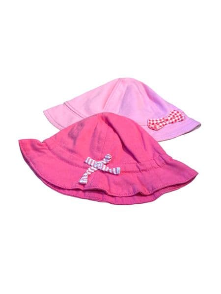 0-3 Month Disney & George Baby  Girls Pink Floppy Sun Hats (2 Pack),