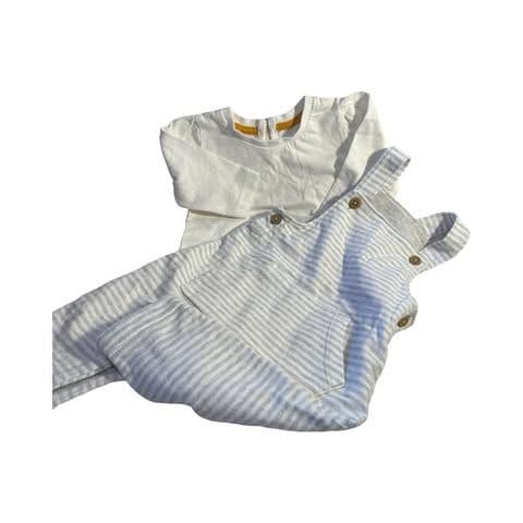 0-3 Month Grey striped Dungaree & Top