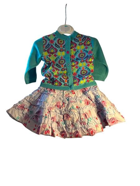 0-3 Month Mamas & Papas Baby Girl Floral Cardigan & Ruffle Skirt Outfit Set