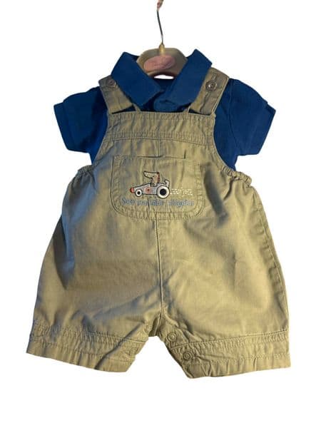 0-3 Month Short Dungaree and Polo