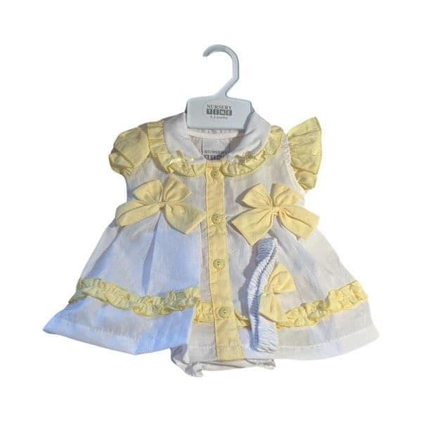 0-3 Month White and Yellow Dress Set 0-3 Month White and Yellow Dress Set