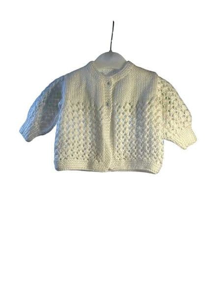 0-3 Month White Handmade Cardigan