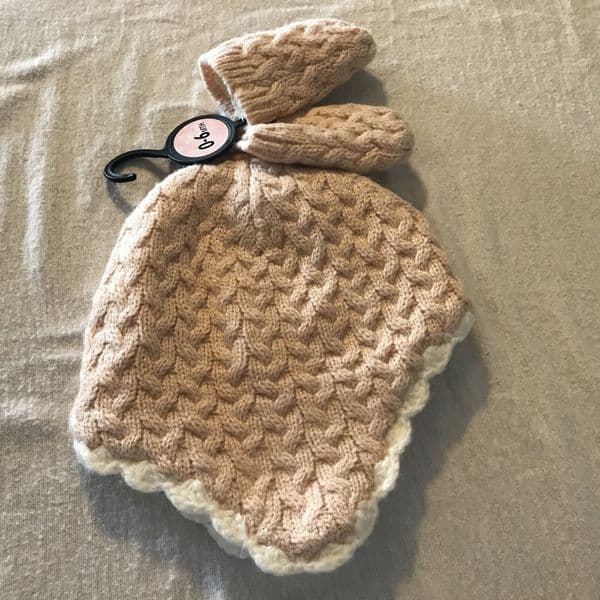 0-6 Month Pink Sparkle Hat and Mitts