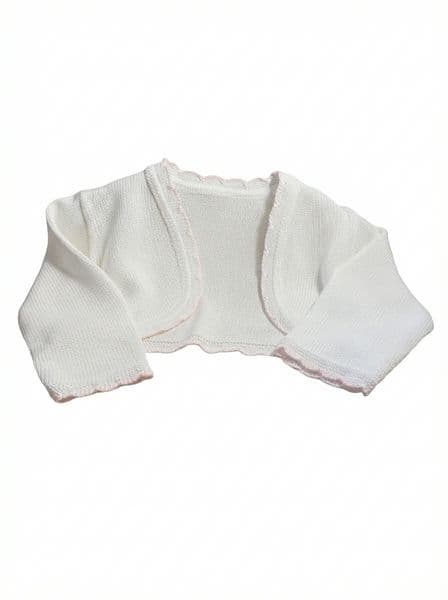 0-6 Month White Bolero Cardigan