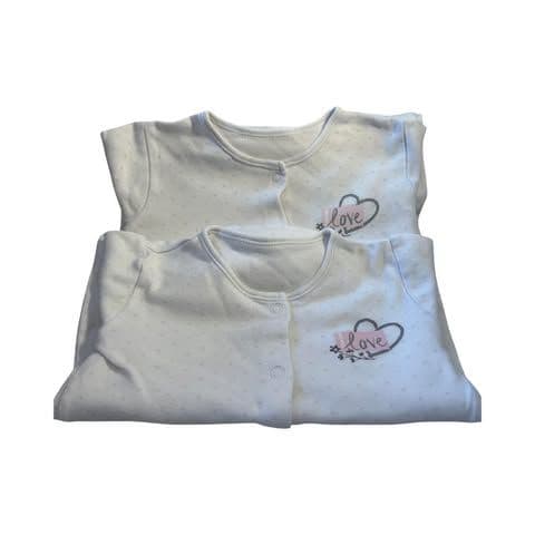 12-18 Month 2 x Love Print Sleepsuits