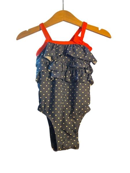 12-18 Month Gap Baby Girl Navy White Polka Dot Ruffle Swimsuit