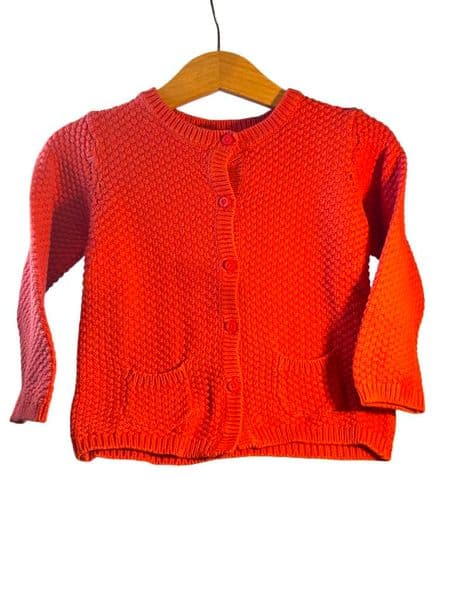 18-24 M&S Baby Girl Pink Knitted  Popcorn Stitch  Cardigan