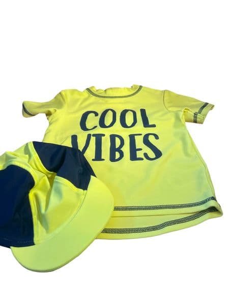 18-24 Month Primark Infant Rash Guard & UV Legionnaire Hat Set Yellow