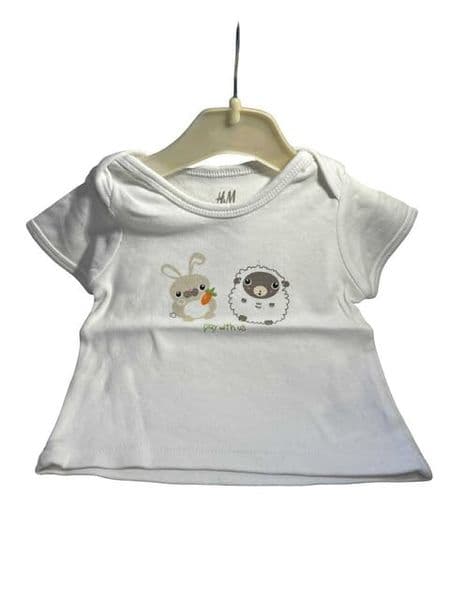 2-4 Month White Printed Top