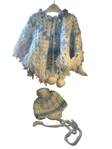 2 Year Mixed Blue Poncho and Hat
