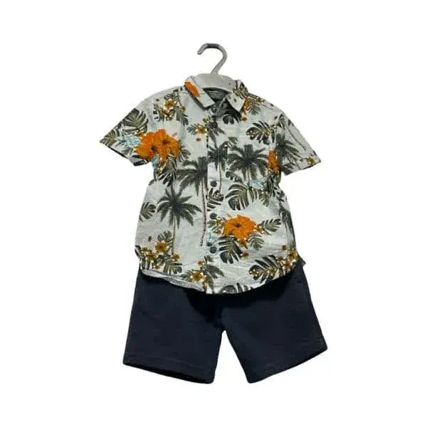 3-4 Year Primark Boys Summer Co -Ord Set Hawaiian Shirt and Jersey Shorts.