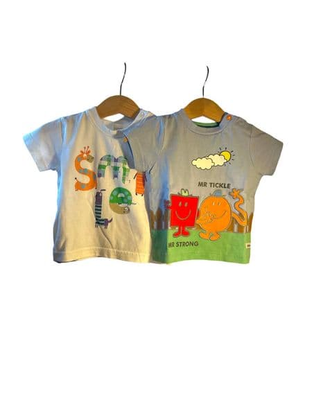 3-6 Month Baby Boys T-Shirts Bundle| Next Animal Smile & Mr Men