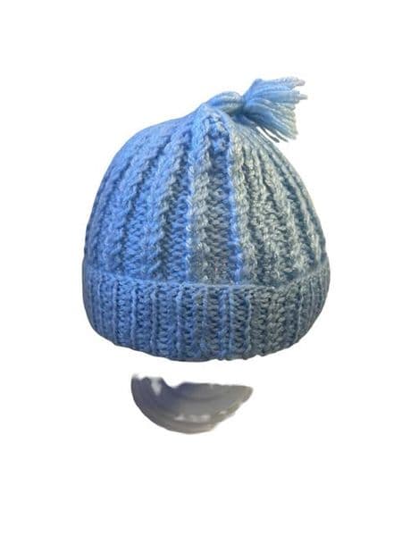 3-6 Month Blue Tassel Knitted Hat