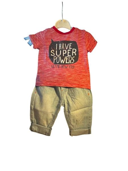 3-6 Month Boys 2-Piece Summer Set - F&F Top & Nutmeg Light Jeans