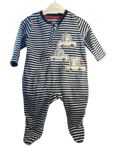 3-6 Month Car Embroidered Sleepsuit