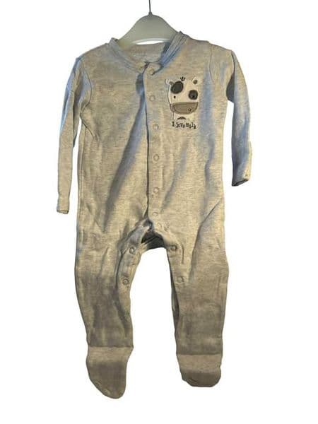 3-6 Month Cow Embroidered Sleepsuit