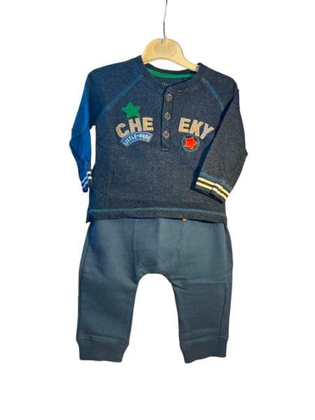 3-6 Month F&F Baby Boy Dark Blue Cheeky Top Petrol Blue Joggers Casual Set 3-6 Months