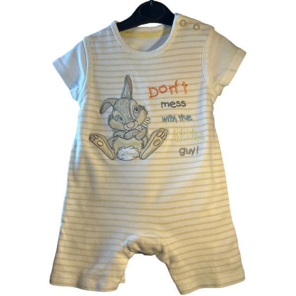 3-6 Month George White Striped Thumper Themed Romper
