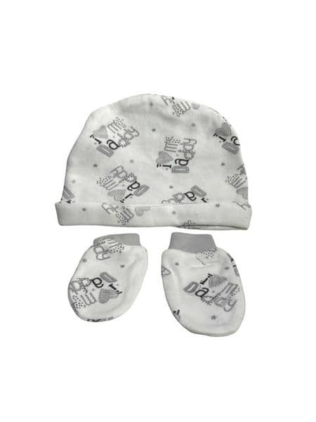 3-6 Month I Love Day Hat and Mitts