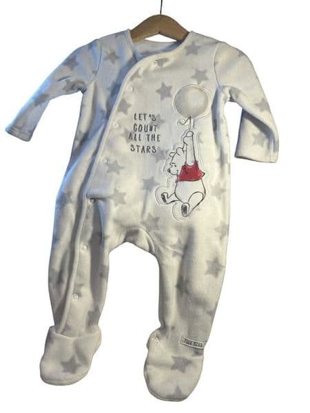 3-6 Month Pooh Bear Fleece Star Print Sleepsuit