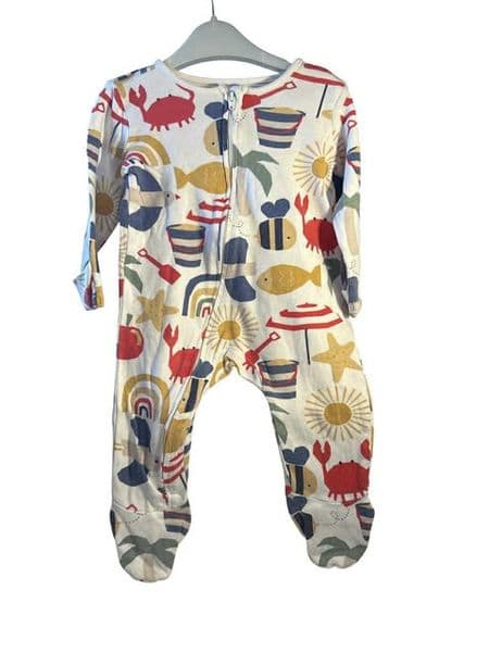 3-6 Month seaside Print Sleepsuit