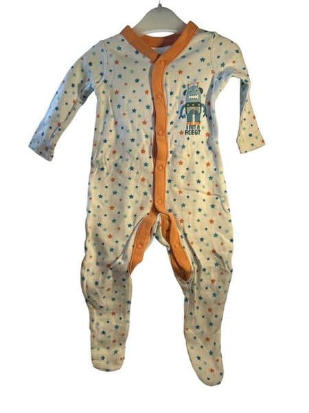 3-6 Month Star Print Robot Sleepsuit