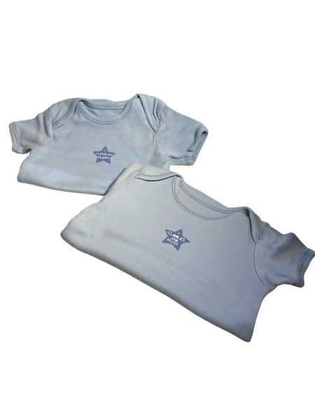 6-9 Month 2 x Blue Mummy Cuddles Bodysuits