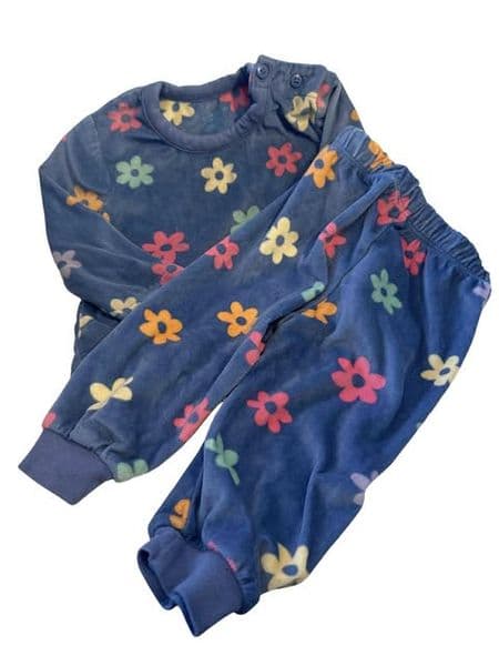 6-9 Month Blue Floral Fleece Pyjamas
