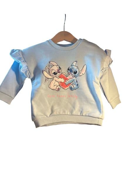 6-9 Month BNWT Disney Baby Stitch & Angel Blue Ruffle Sweatshirt