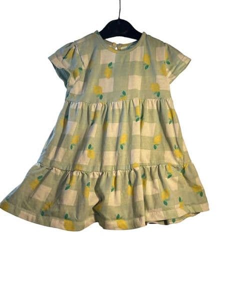 6-9 Month Green Check Lemon Dress