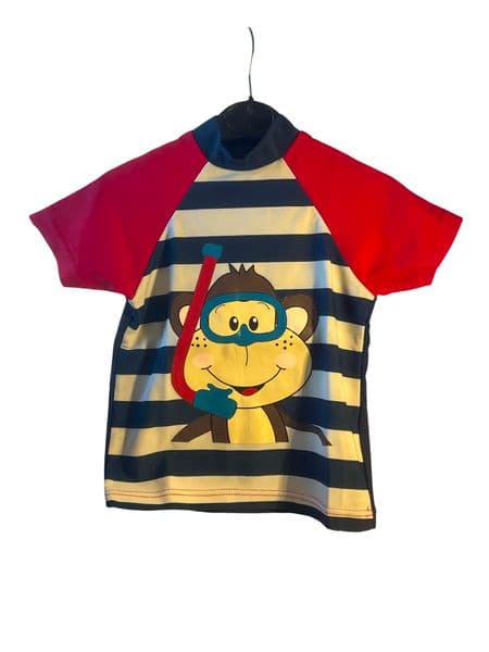 6-9 Month  Matalan Baby Boy Nautical Monkey Rash Vest Sun Top Swimwear