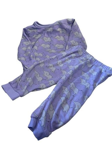 6-9 Month Purple Elephant Print Pyjamas