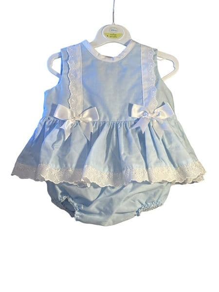 6 Month Blue Ribbon and Lace Dress