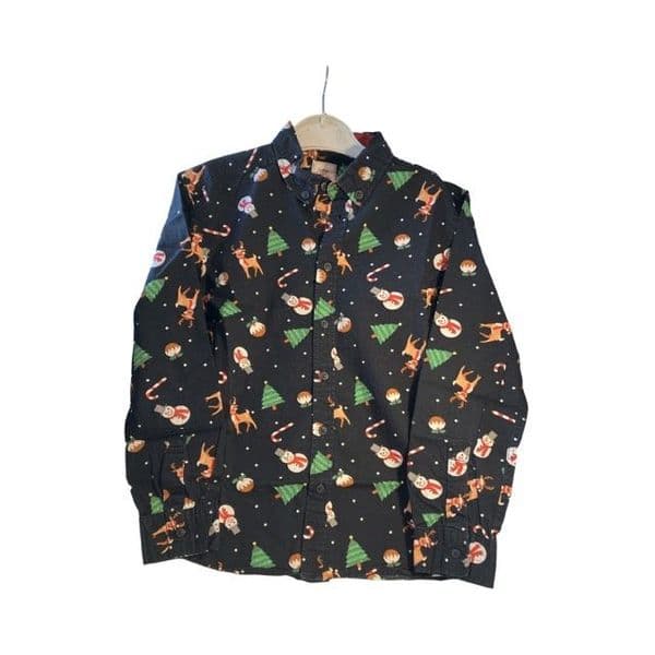 9-10 Year Black Christmas Themed shirt