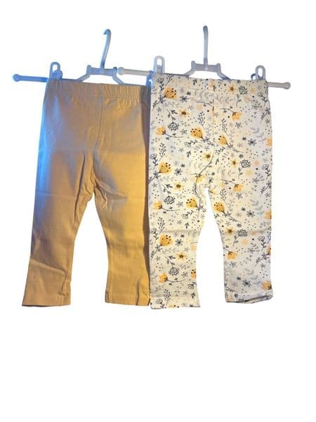 9-12 Month  George Baby Girls Mustard Yellow & Floral Print Leggings Twin Pack