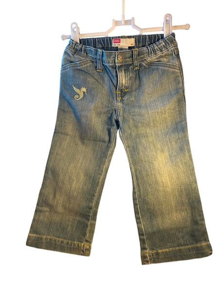 Diesel Baby Girl Seahorse Embroidered Wide Leg Jeans 24 Months