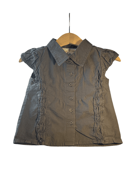 Feu Follet Paris Girls Grey Blouse Top Age 3T  UK 2-3 Years