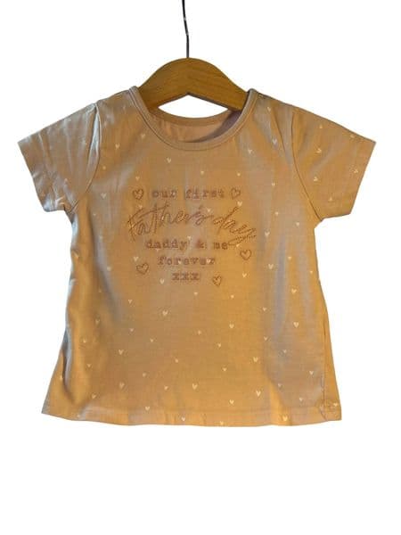 George Baby GirlFirst Fathers Day Pink Heart T Shirt 6-9 Month