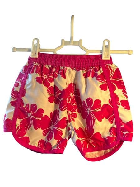 Ocean Pacific Girls Pink Hibiscus Swim Board Shorts 18m-3 Years