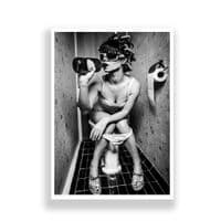 Bathroom Print | Girl Drinking on Toilet!