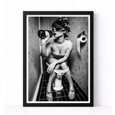 Bathroom Print | Girl Drinking on Toilet!