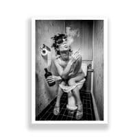 Bathroom Print | Girl Smoking on Toilet