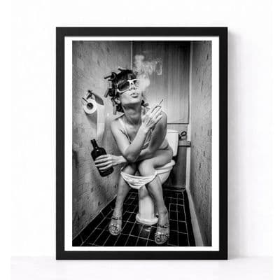 Bathroom Print | Girl Smoking on Toilet