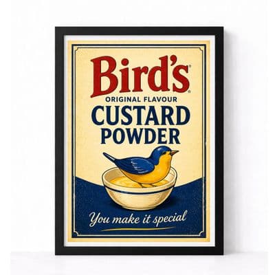 Kitchen Print | Retro Birds Custard Label