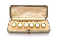 Antique Boxed Enamel And Mother Of Pearl Buttons