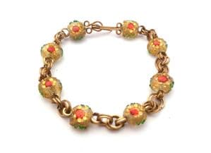 Antique Venetian Glass Floral Bead Detailed Bracelet