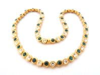 Blue And Clear Rhinestone Set Tennis Design Choker Necklace